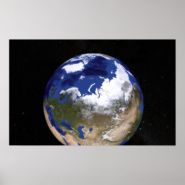 Sicht auf die Erde mit dem arktischen Raum Poster (Vorne)