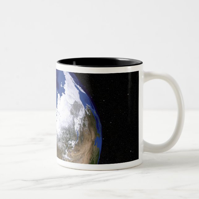 Sicht auf die Erde mit dem arktischen Raum Zweifarbige Tasse (Rechts)