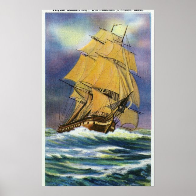 Sicht auf die frigate Verfassung, alte Ironen Poster (Vorne)