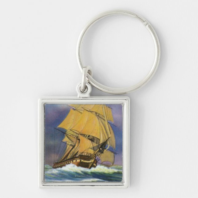 Sicht auf die frigate Verfassung, alte Ironen Schlüsselanhänger (Vorne)