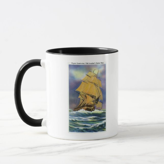 Sicht auf die frigate Verfassung, alte Ironen Tasse (Links)