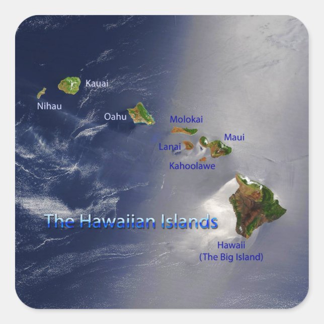 Sicht auf die Hawaiianischen Inseln Quadratischer Aufkleber (Vorderseite)
