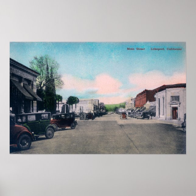 Sicht auf die Main StreetLakeport, CA Poster (Vorne)