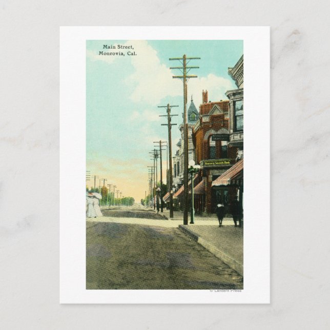 Sicht auf die Main StreetMonrovia, CA Postkarte (Vorderseite)