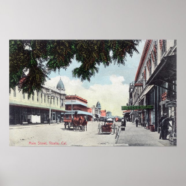 Sicht auf die Main StreetVisalia, CA Poster (Vorne)