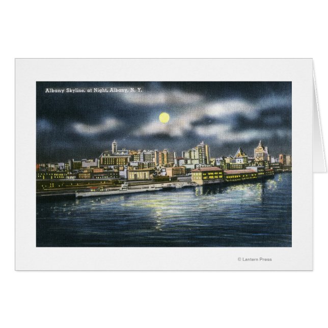 Sicht auf die Skyline von Albany in der Nacht (Vorderseite (Horizontal))