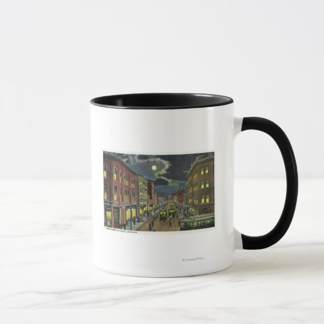 Sicht auf die Straße von Lissabon in der Nacht Tasse (Rechts)