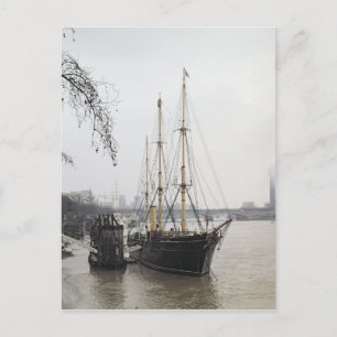 Sicht auf die Themse mit RRS Discovery Postkarte