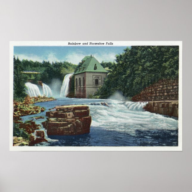 Sicht auf Regenbogen und Horseshoe Falls Poster (Vorne)