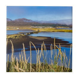 Sicht auf Saudarkrokur und Skagafjordur, Island Fliese