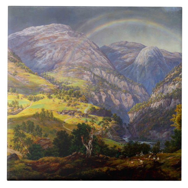 Sicht auf Stalheim in Norwegen Fliese (Vorderseite)