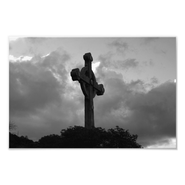 Sicht Gottes (B&W Cross) Fotodruck (Vorne)