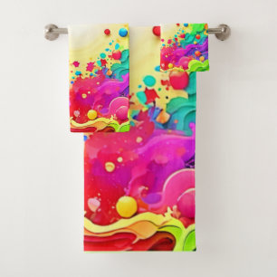 Sichtbare Abstrakte Farbexplosion Art Badhandtuch Set