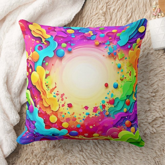 Sichtbare Abstrakte Farbexplosion Art Kissen (Decke)