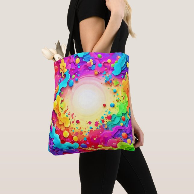 Sichtbare Abstrakte Farbexplosion Art Tasche (Von Nahem)