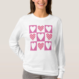 Sichtbare Herzstücke, karierte Herzstücke T-Shirt