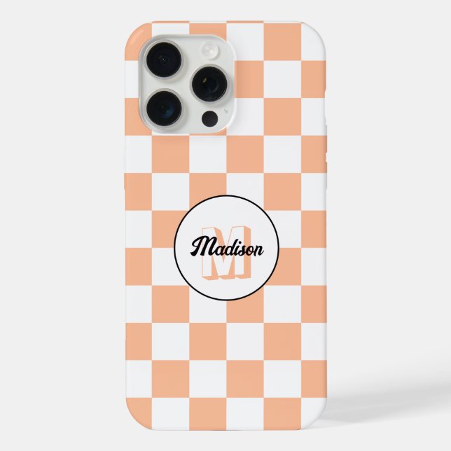 Sichtbare Quadrate für weißes Retro-Monogramm iPhone 15 Pro Max Hülle (Rückseite)