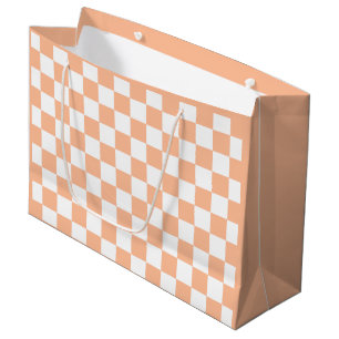 Sichtbare Quadrate pfirsich und weißes geometrisch Große Geschenktüte