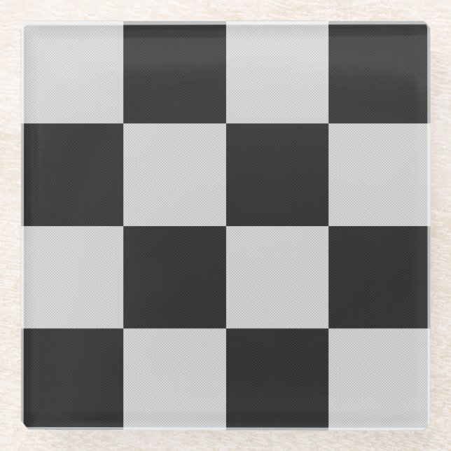 Sichtbare Schwarz-Weiß-Quadrate oder CUSTOM-FARBE Glasuntersetzer (Vorderseite)