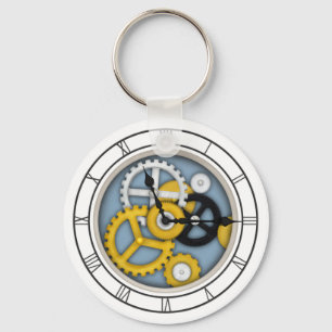 Sichtbare Uhrwerk Illusion Fantasievolle Uhr Blaue Schlüsselanhänger
