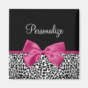 Sichtbarer dunkelrosa Glattleopard-Druck mit Name Magnet