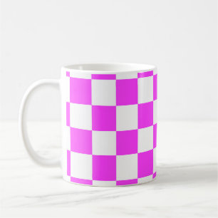Sichtbarer Fliesenhintergrund Weiß und Pinka Kaffeetasse