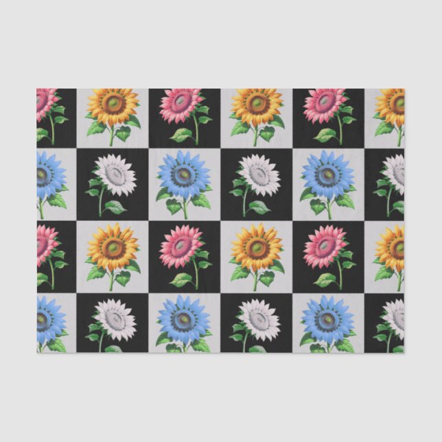 Sichtbares mehrfarbiges Blumendesign Seidenpapier (Vorderseite)