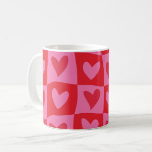 Sichtbares Muster in rosa und rotem Herzen Kaffeetasse
