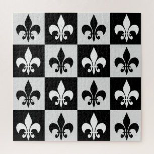Sichtbares Schwarz-weißes Fleur-De-Lis-Muster