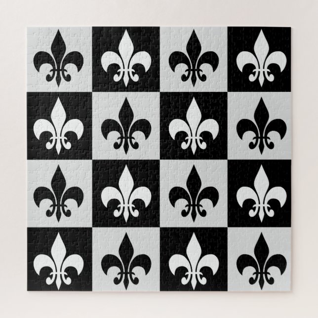 Sichtbares Schwarz-weißes Fleur-De-Lis-Muster (Vertikal)