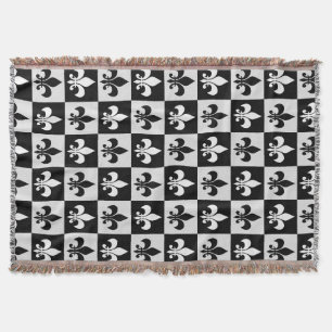 Sichtbares Schwarz-weißes Fleur-De-Lis-Muster Decke