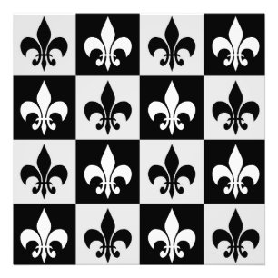 Sichtbares Schwarz-weißes Fleur-De-Lis-Muster Fotodruck