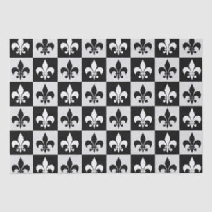 Sichtbares Schwarz-weißes Fleur-De-Lis-Muster Seidenpapier
