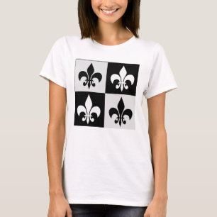 Sichtbares Schwarz-weißes Fleur-De-Lis-Muster T-Shirt
