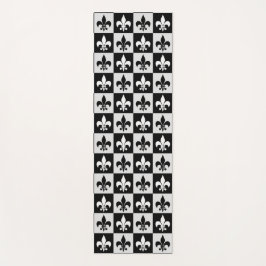 Sichtbares Schwarz-weißes Fleur-De-Lis-Muster Yogamatte