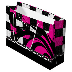 Sichtbares Swirbeldesign Schwarz, Weiß und Hei Große Geschenktüte