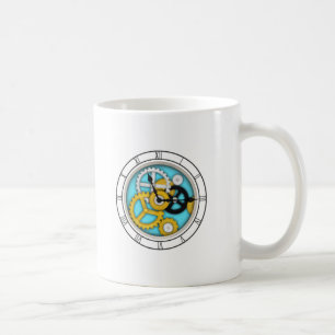 Sichtbares Uhrwerk Trompe L'oeil Illusion Blau Kaffeetasse