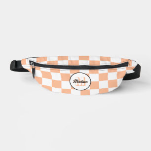 Sichtbares weißes geometrisches Retro-Monogramm Bauchtasche