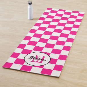 Sichtbares, weißes, rosa Retro-Monogramm Yogamatte