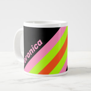 Sichtbarkeitsstreifen und rosa Streifen mit Namen Jumbo-Tasse