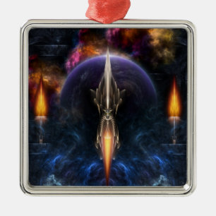 Sichtweise des Fraktals Silbernes Ornament