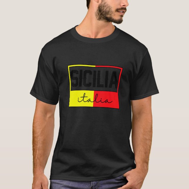 Sicilia Flag Sicily Palermo Italy  33 T-Shirt (Vorderseite)