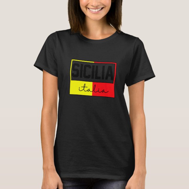 Sicilia Flag Sicily Palermo Italy  33 T-Shirt (Vorderseite)