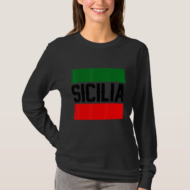 Sicilia Flag Sicily Palermo Italy 37 T-Shirt (Vorderseite)