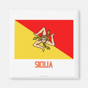 Sicilia-Flagge mit Namen Magnet