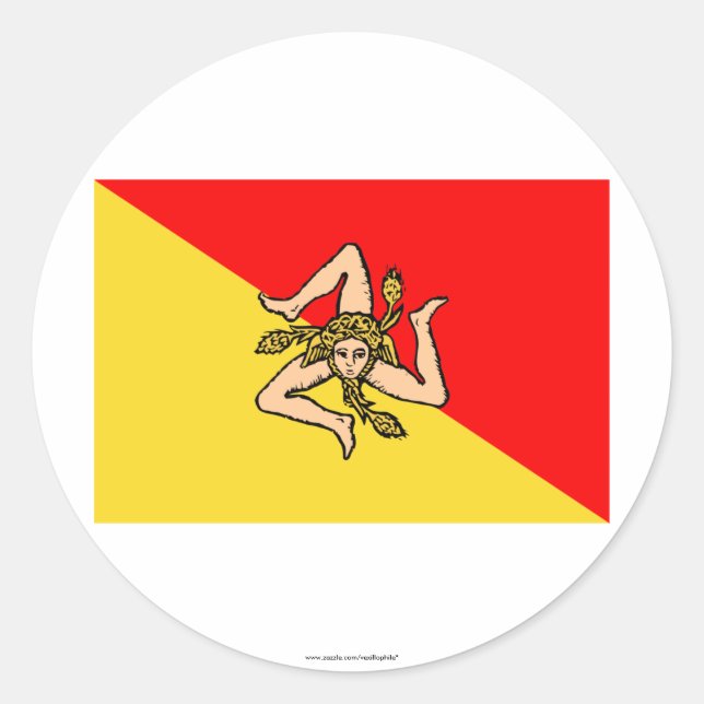 Sicilia-Flagge Runder Aufkleber (Vorderseite)