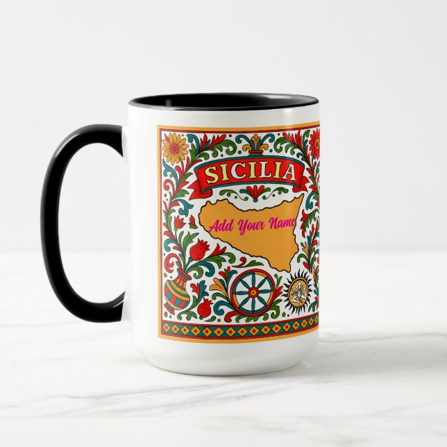 Sicilia Sizilianisches Design (anpassen mit Namen) Tasse (Links)