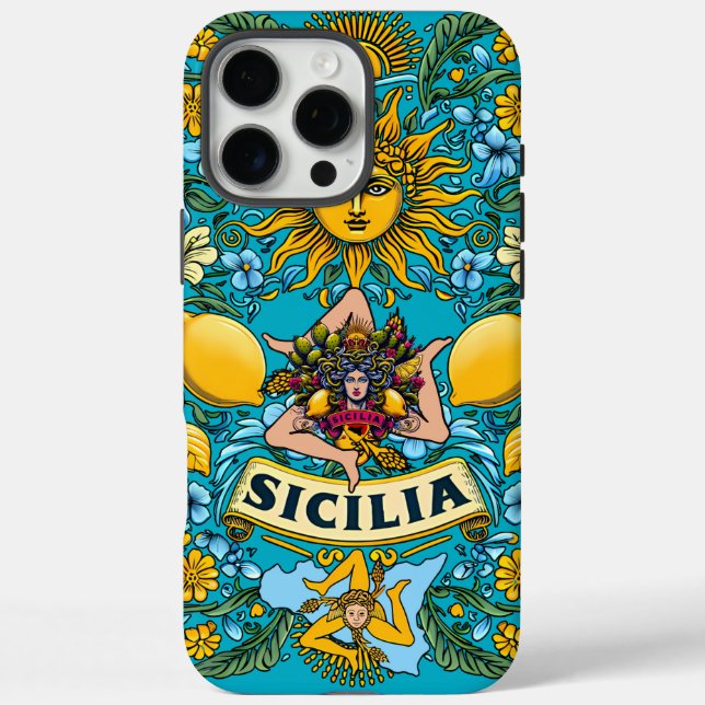 Sicilia Trinacria iPhone 16 Pro Max Fall Hülle (Rückseite)