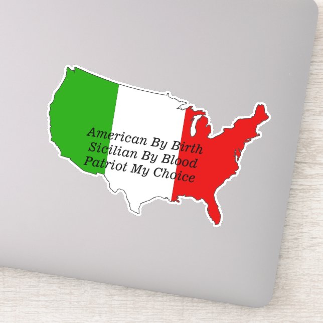 Sicilian American Italian Patriot USA Map  Aufkleber (Detail)