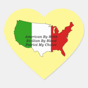 Sicilian American Italian Patriot USA Map Herz-Aufkleber